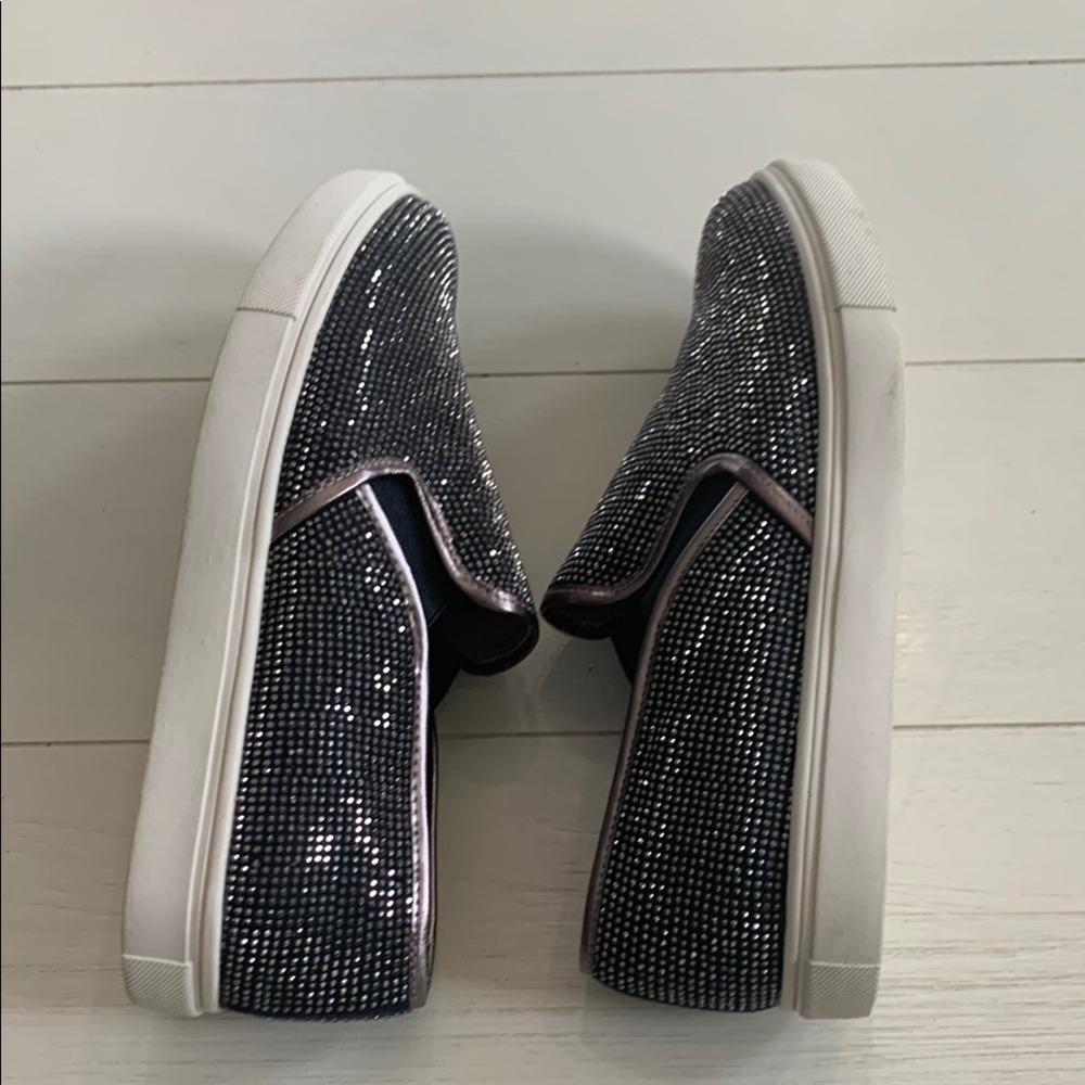 Steve Madden Black Rhinestone Loafers - Picture 4 of 9